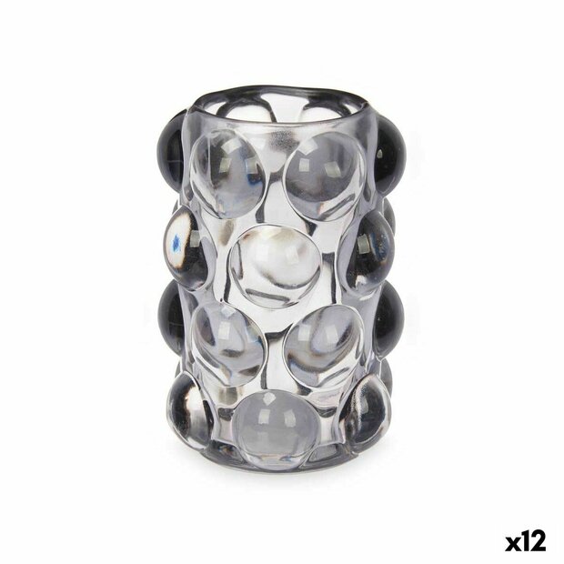 Kaarshouder Microbolletjes Grijs Kristal 8,4 x 12,5 x 8,4 cm (12 Stuks) 1
