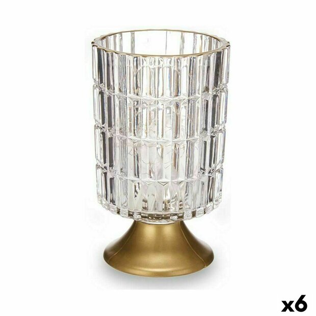 Led-lantaarn Transparant Gouden Glas 10,7 x 18 x 10,7 cm (6 Stuks) 1