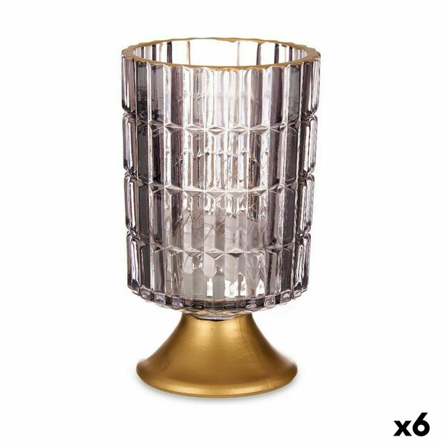 Led-lantaarn Grijs Gouden Glas 10,7 x 18 x 10,7 cm (6 Stuks) 1