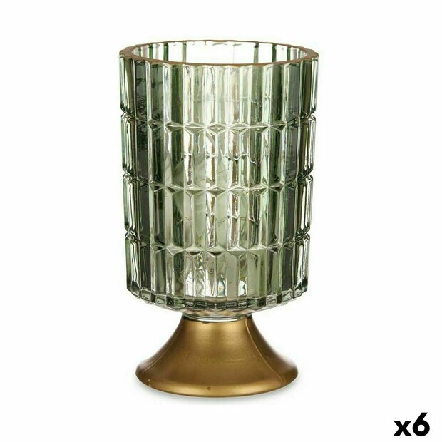 Led-lantaarn Groen Gouden Glas 10,7 x 18 x 10,7 cm (6 Stuks) 1