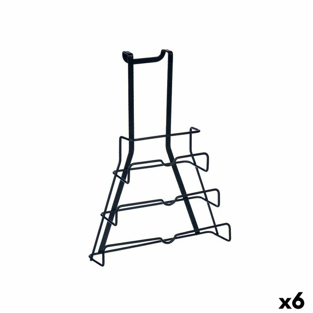 Standaard voor keukengerei Deksel Braadpan Zwart Ijzer 27 x 37 x 9 cm (6 Stuks) 1