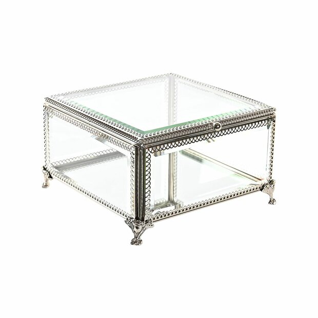 Juwelenkistje DKD Home Decor Kristal Metaal 16 x 16 x 10 cm Zilverkleurig Transparant 1