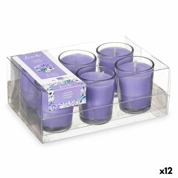 Geurkaarsenset 16 x 6,5 x 11 cm (12 Stuks) Glas Lavendel 1