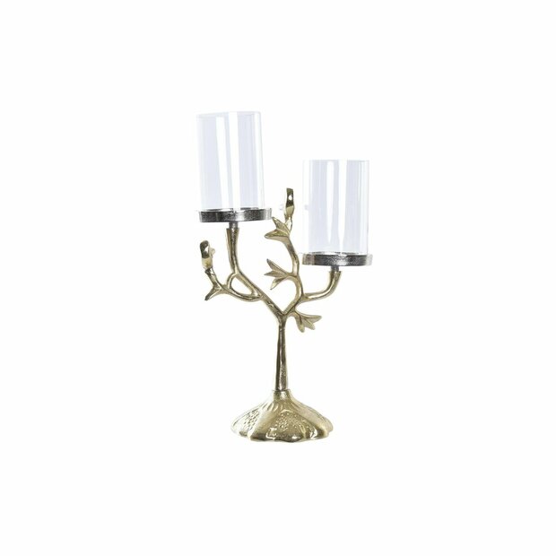 Kandelaar DKD Home Decor Kristal Gouden Aluminium Vogels (29 x 15 x 48 cm) 1