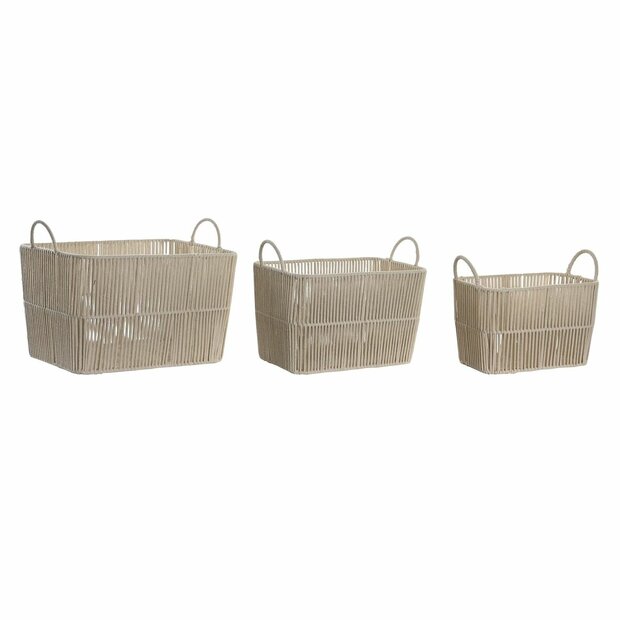 Mandenset DKD Home Decor Beige Metaal 39 x 29 x 31 cm 3 Onderdelen 1