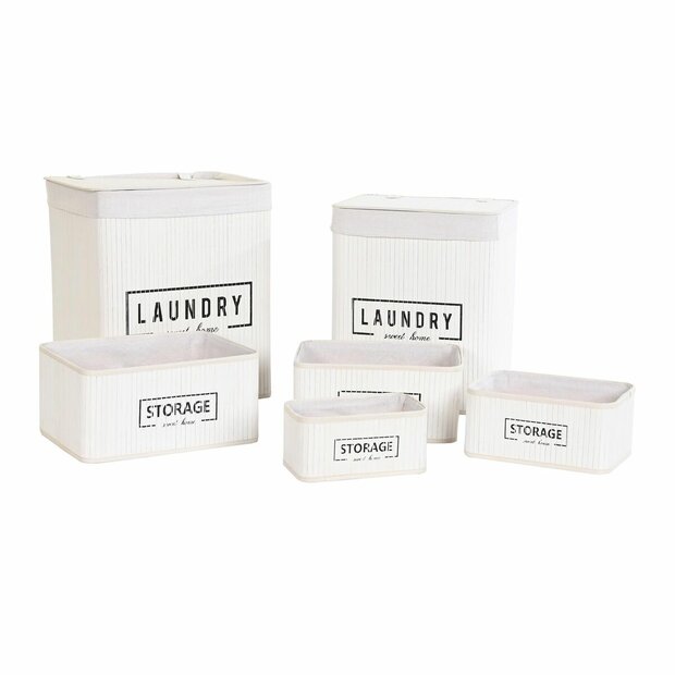 Mandenset DKD Home Decor Wit Bamboe 40 x 30 x 46 cm (5 Onderdelen) 1