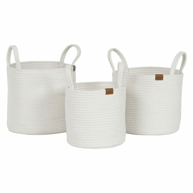 Mandenset Home ESPRIT Wit Modern 30 x 30 x 28 cm (3 Onderdelen) 1
