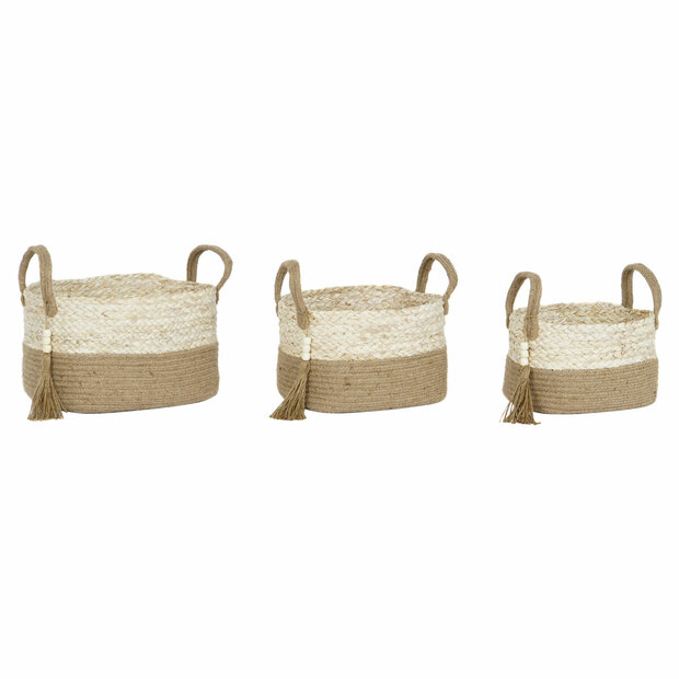 Mandenset Home ESPRIT Natuurlijk Lichtbruin Jute Modern 41 x 30 x 33 cm (3 Onderdelen) 1