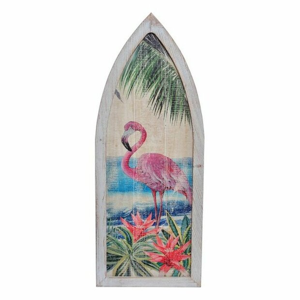 Wanddecoratie DKD Home Decor Hout Roze flamingo Tropisch 1