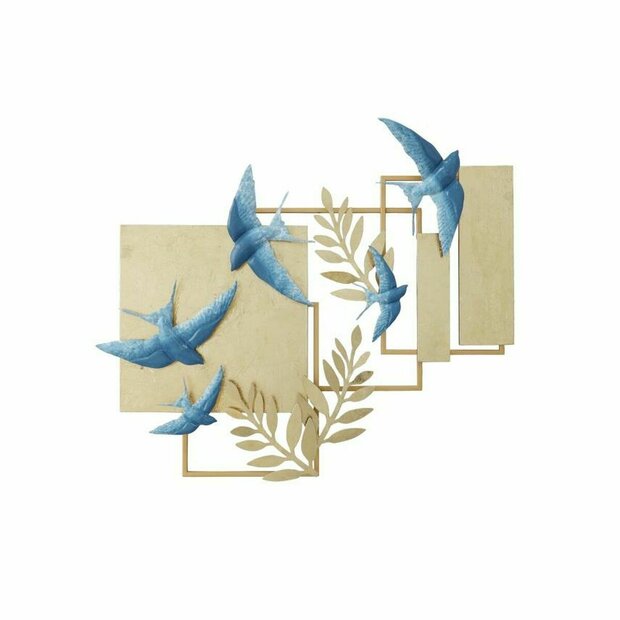 Wanddecoratie DKD Home Decor Blauw Gouden Vogel 84,5 x 8,3 x 72,4 cm 1