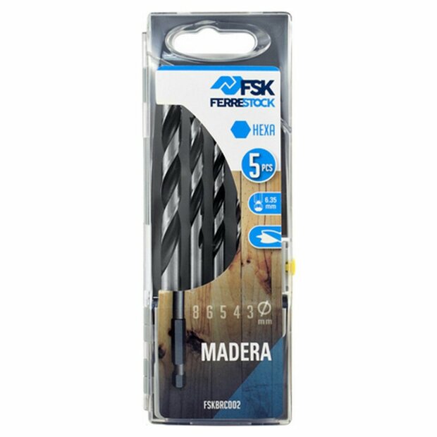Borenset Ferrestock 3 / 4 / 5 / 6 / 8 mm Hout Zeshoekig 1