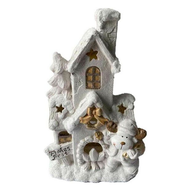 Kerstversiering DKD Home Decor Huis Wit Besneeuwd 32 x 21 x 52 cm 1