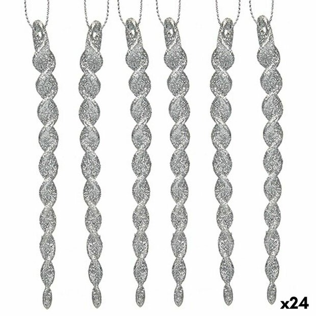 Kerstversiering Zilverkleurig Plastic Purpurine 13,5 x 1 x 5,5 cm (24 Stuks) 1