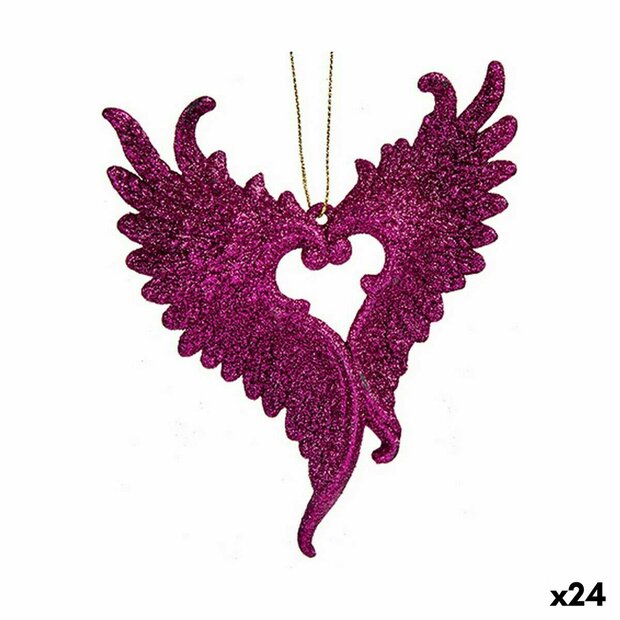 Kerstversiering Engelenvleugels Fuchsia Plastic Purpurine 12 x 13 x 2,5 cm (24 Stuks) 1