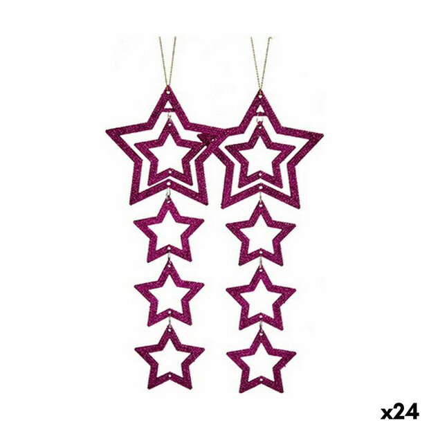 Kerst Decoratie Set Ster Fuchsia 19 x 0,2 x 23 cm (24 Stuks) 1
