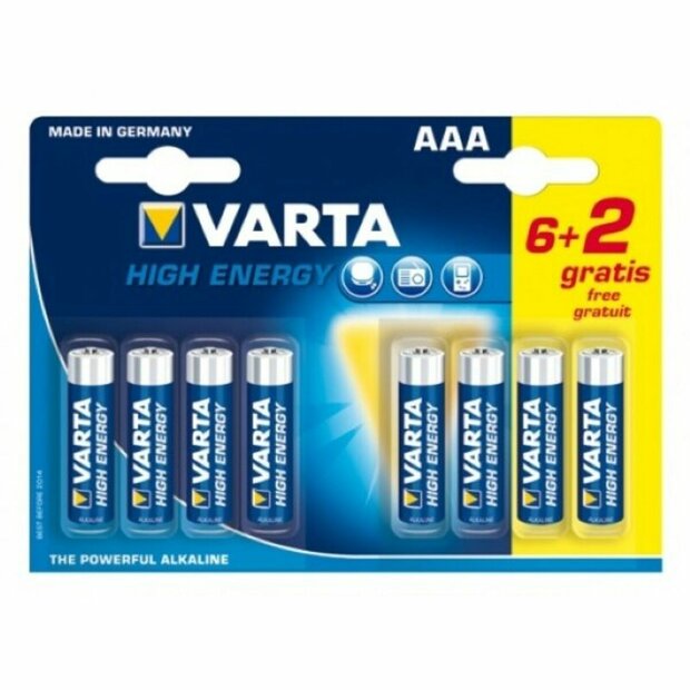 Batterij Varta LR6 AAA 1,5V High Energy (8 pcs) 1