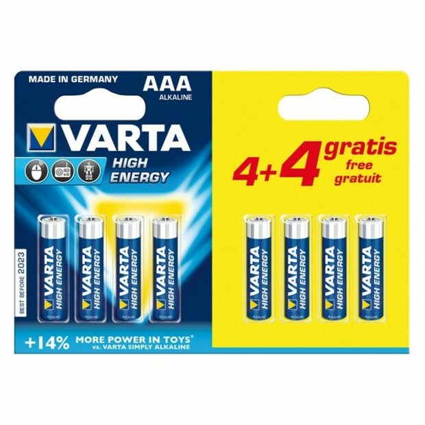 Alkalinebatterij Varta CD4BKKD13-P AAA 1,5V High Energy (8 pcs) 1