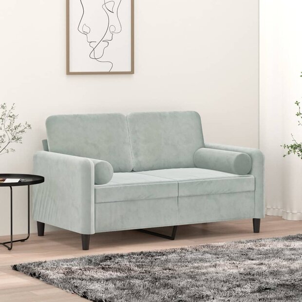 Sierkussens 2 st 15x50 cm fluweel lichtgrijs 1