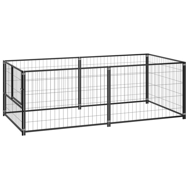 Hondenkennel 200x100x70 cm staal zwart 1