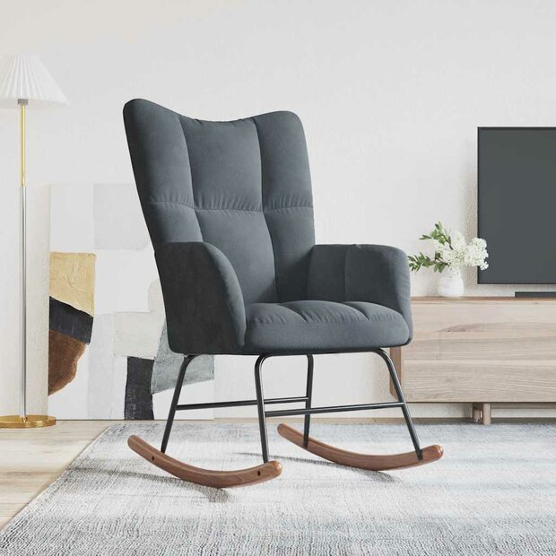 Schommelstoel fluweel donkergrijs 1