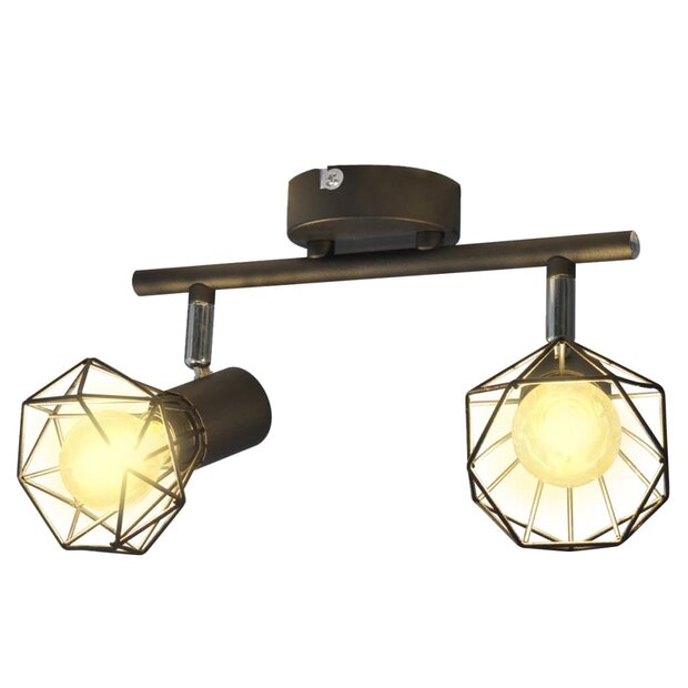 Plafondlamp met 2 LED&amp;apos;s industri&euml;le stijl zwart 1