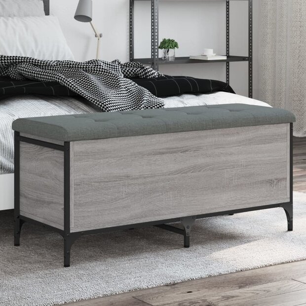 Opbergbankje 102x42x45 cm bewerkt hout grijs sonoma eikenkleur 1