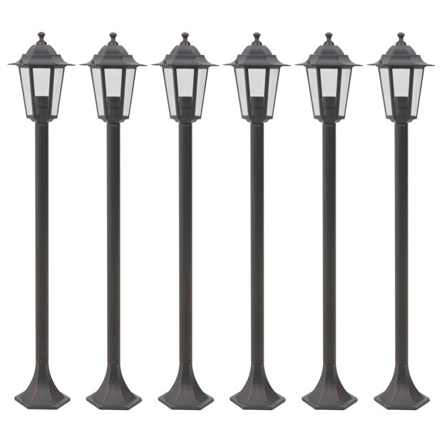Paalverlichting voor tuin E27 110 cm aluminium brons 6 st 1