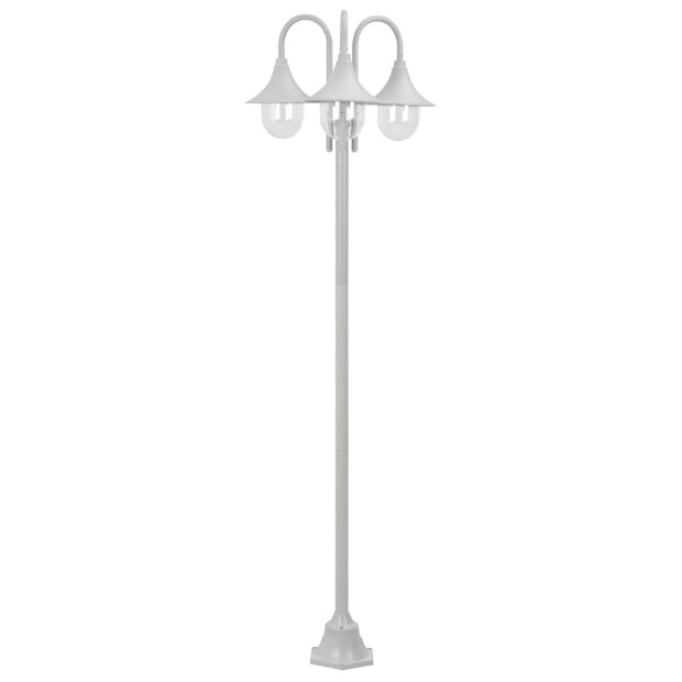 Paalverlichting tuin E27 220 cm aluminium wit 3-delig 1