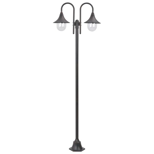Paalverlichting tuin E27 220 cm aluminium brons 2-delig 1