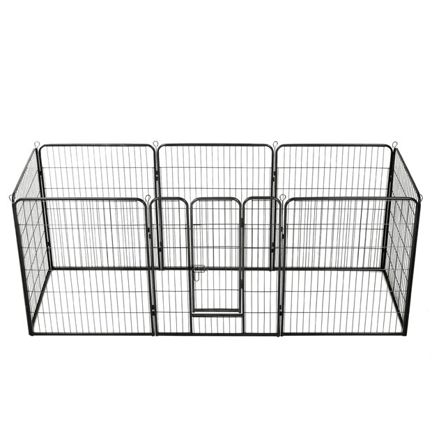 Hondenren met 8 panelen 80x100 cm staal zwart 1