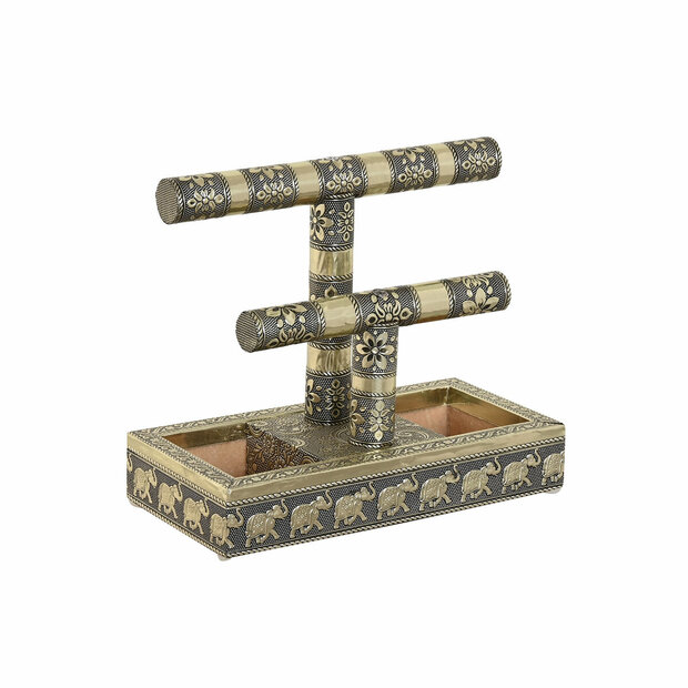 Juwelenkistje Home ESPRIT Wit Champagne Hout Aluminium 20 x 10 x 18 cm 1