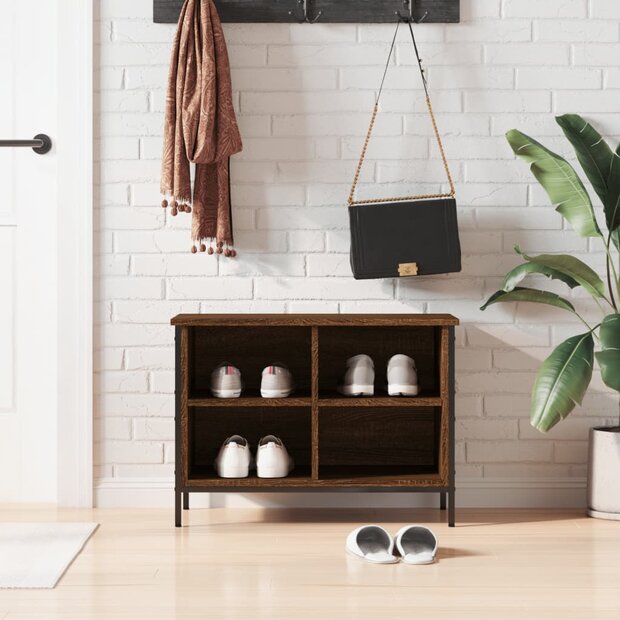 Schoenenkast 69x35x50 cm bewerkt hout bruin eikenkleur 1
