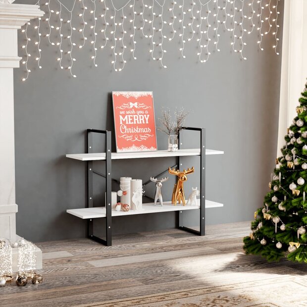 Boekenkast met 2 schappen 100x30x70 cm spaanplaat wit 1