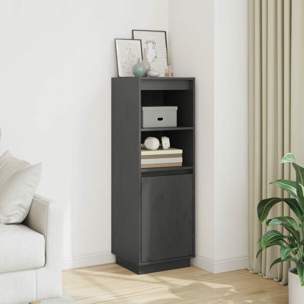 Hoge kast 37x34x110 cm massief grenenhout grijs 1