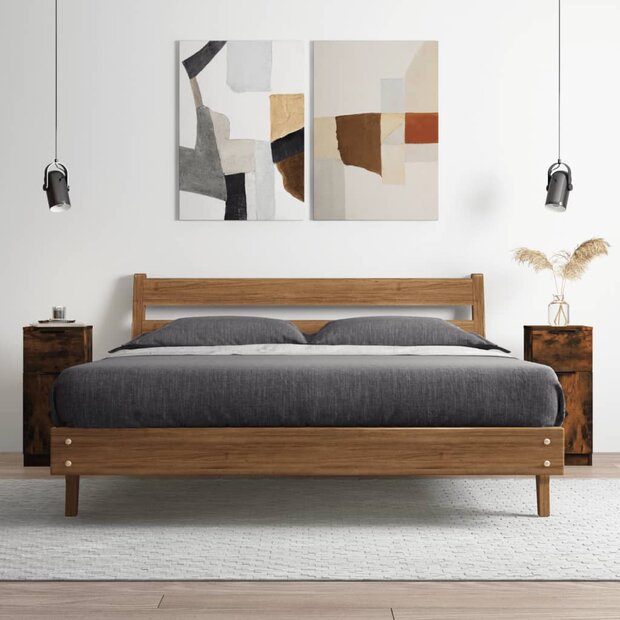 Dressoir 30x30x70 cm bewerkt hout gerookt eikenkleurig 1