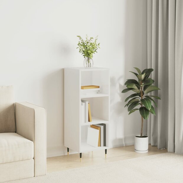 Dressoir 34,5x32,5x90 cm bewerkt hout hoogglans wit 1