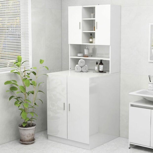 Wasmachinekast 70,5x25,5x90 cm hoogglans wit 1
