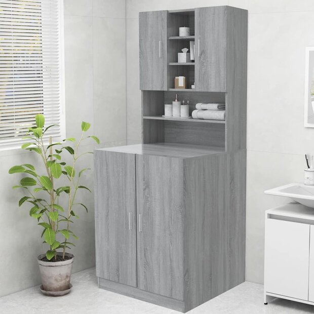 Wasmachinekast 70,5x25,5x90 cm grijs sonoma eikenkleurig 1