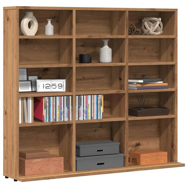 Cd-kast 100x23x89,5 cm bewerkt hout artisanaal eikenkleurig 1