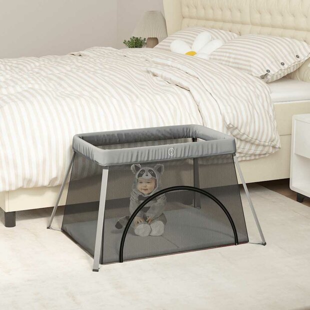 Babybox met matras linnen lichtgrijs 1