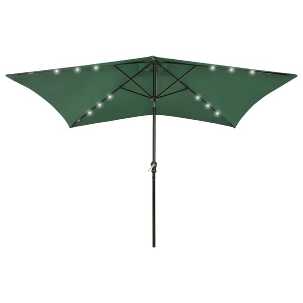 Parasol met LED&amp;apos;s en stalen paal 2x3 m groen 1