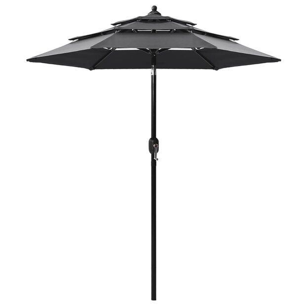 Parasol 3-laags met aluminium paal 2 m antracietkleurig 1