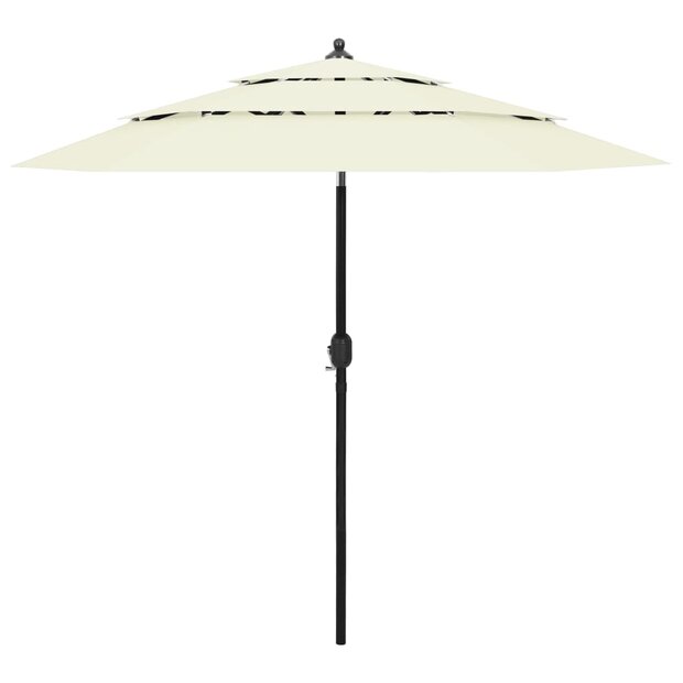 Parasol 3-laags met aluminium paal 2,5 m zandkleurig 1