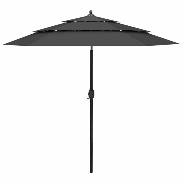 Parasol 3-laags met aluminium paal 2,5 m antracietkleurig 1