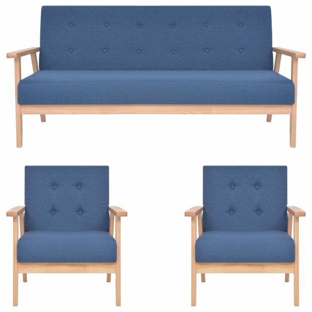 3-delig Bankstel stof blauw 1