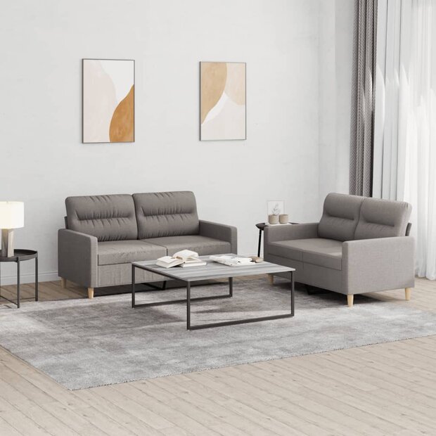 2-delige Loungeset met kussens stof taupe 1