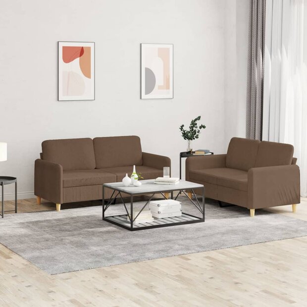 2-delige Loungeset met kussens stof bruin 1
