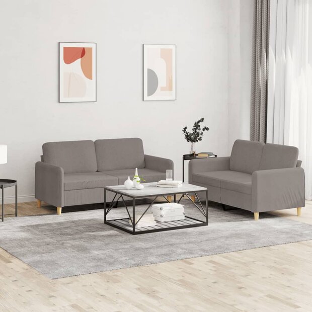 2-delige Loungeset met kussens stof taupe 1