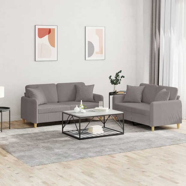 2-delige Loungeset met kussens stof taupe 1