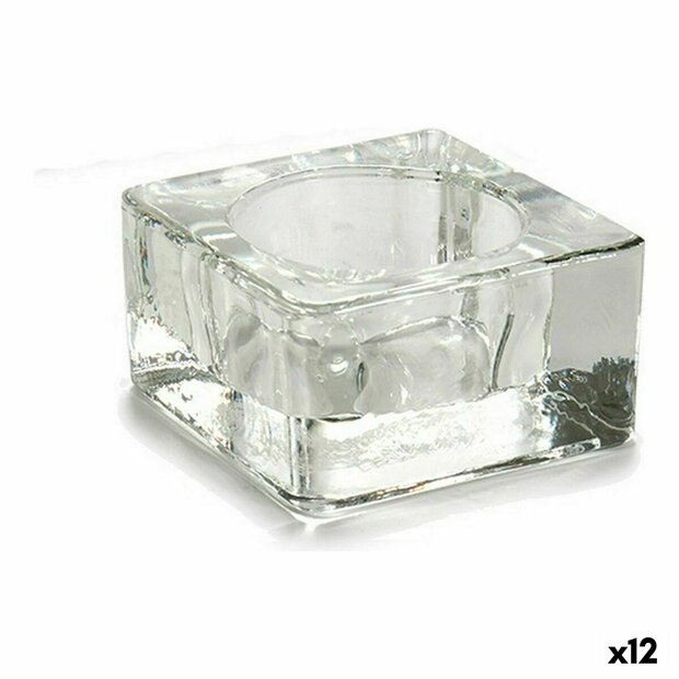 Kaarshouder Transparant Glas 6 x 3 x 6 cm (12 Stuks) 1